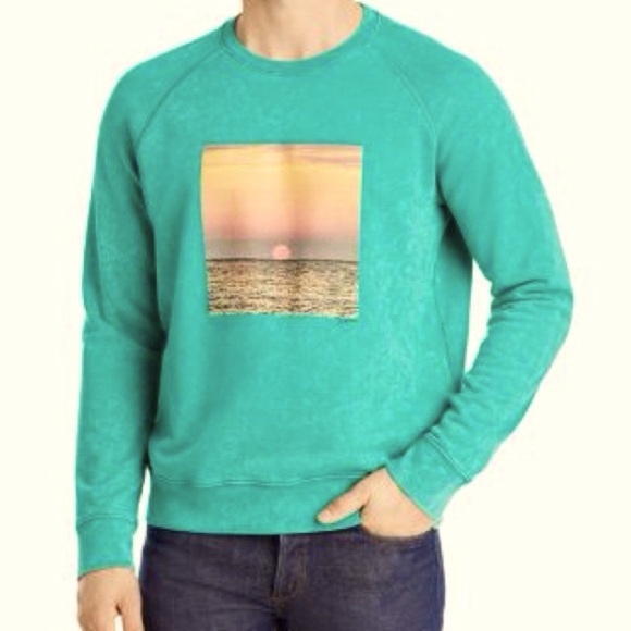 ATM Anthony Thomas Melillo Green Crewneck Sweater with Graphic Print - Picture 1 of 8